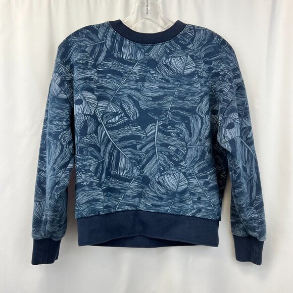 Gap Womens Blue Leaf Print Long Sleeve Crew Neck Pullover Sweatshirt Size XS - Picture 2 of 10
